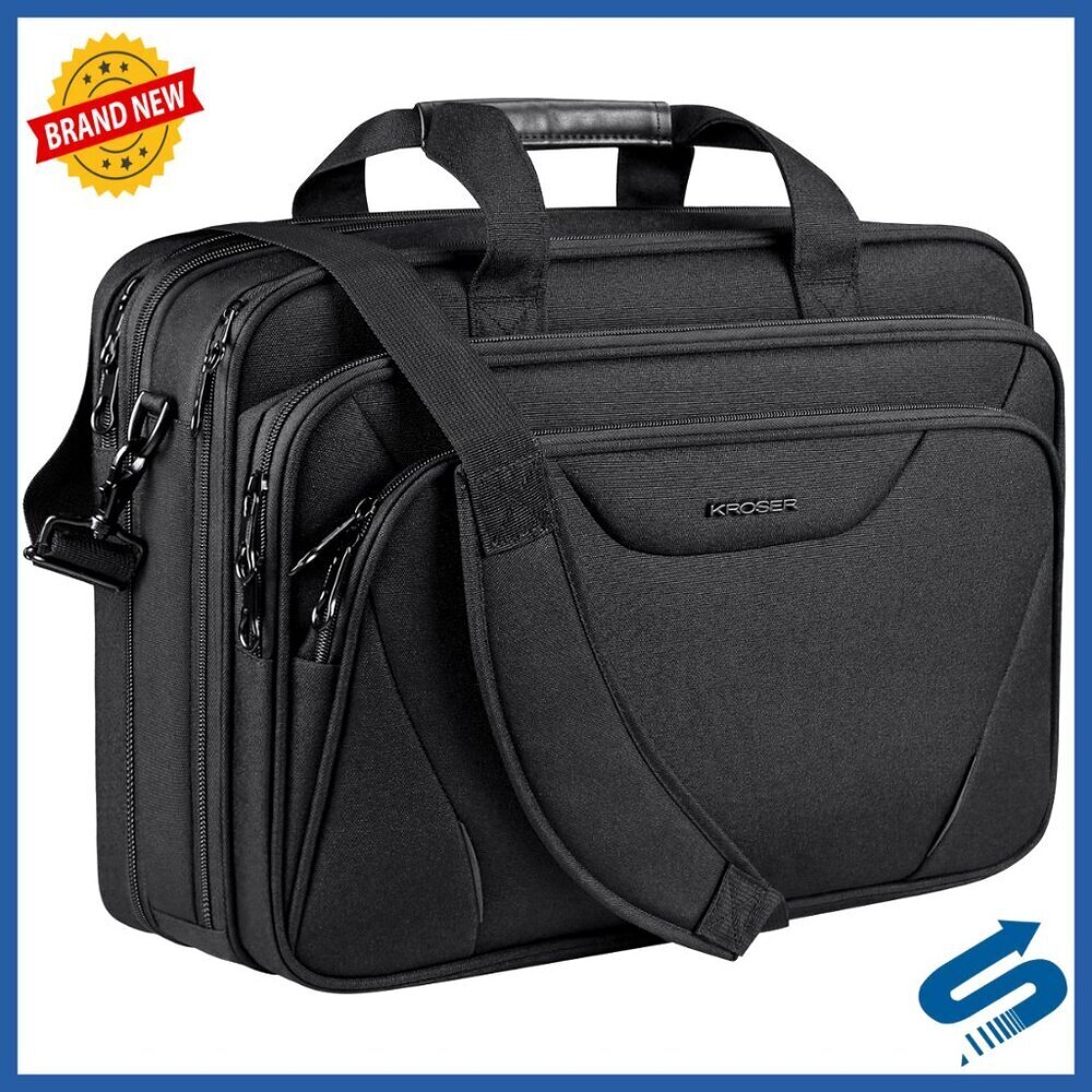 Premium Laptop Briefcase Expandable Water-Repellent Messenger Bag Travel